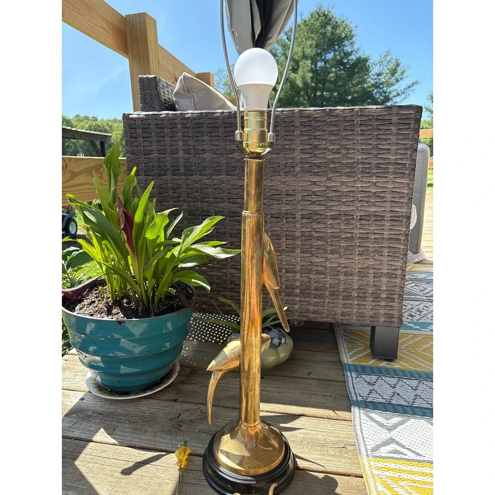 Vtg Hollywood Regency Brass Bird Table Lamp Mid Century Modern Tropical Parrot